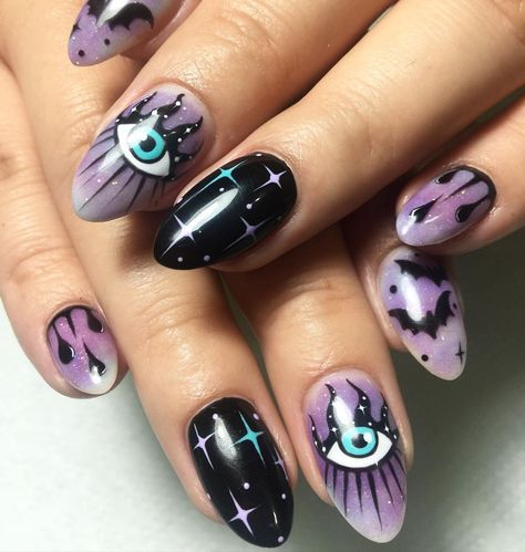 Summer Nails Designs 2023 | Nails Coffins | Trendy Nails Art Bright Witchy Nails, Witchy Square Nails, Planchette Nail Art, Wiccan Nail Art, Witch Design Nails, Green Witch Nails Designs, Spring Witchy Nails, Witchcraft Nails Art, Pastel Goth Nails Short