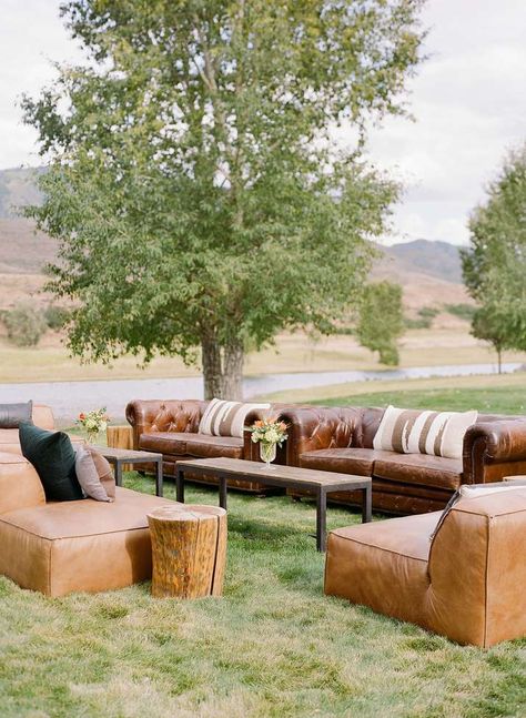 Lakeside Wedding Ceremony, Barn Wedding Decor, Barn Wedding Ideas, Cocktail Hour Decor, Aspen Wedding, Rustic Modern Wedding, Wedding Lounge, Nature Inspired Wedding, Cowboy Wedding