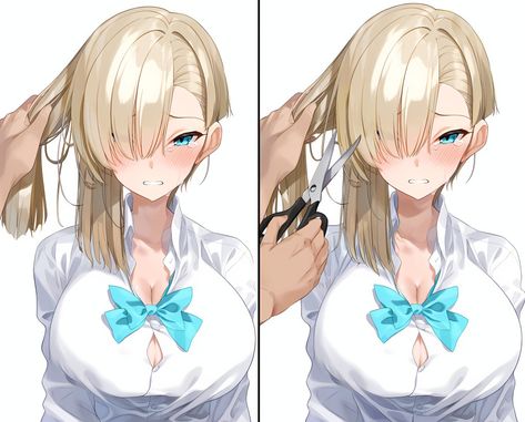 Anime Haircut, Anime Long Hair, Really Long Hair, Bald Women, Blue Archive, Anime Hair, Anime Drawings Tutorials, Long Hair Cuts, Girl Clothes