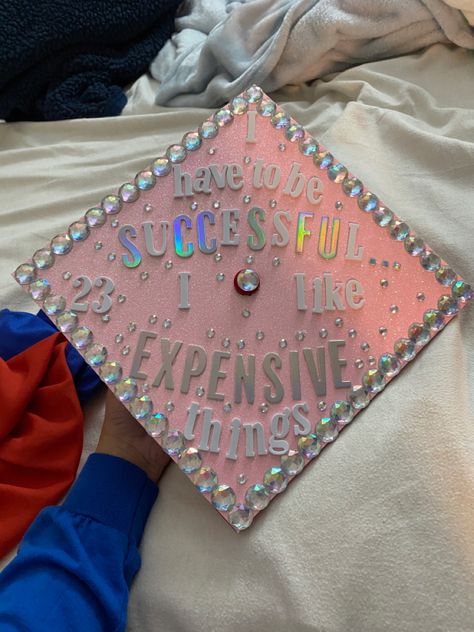 Graduation Cap Ideas, Pink Graduation, College Grad Cap Ideas, Graduation Cap Decoration Diy, High School Graduation Cap, College Graduation Cap Decoration, Grad Hat, Grad Cap Designs, 8th Grade Graduation