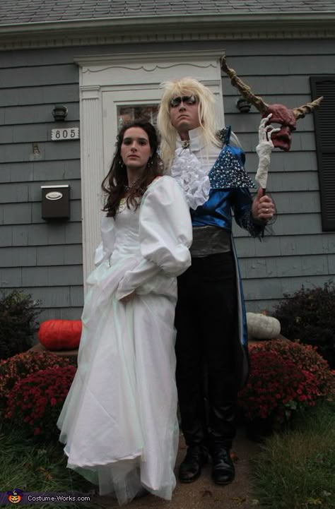 Sarah and Jareth The Goblin King Costume - Halloween Costume Contest Labrynth Couples Costume, Labrynth Halloween Costumes, The Goblin King Costume, Goblin King Costume, Labyrinth Costume, Sarah Labyrinth, Couple's Costume, Sarah And Jareth, Jareth The Goblin King