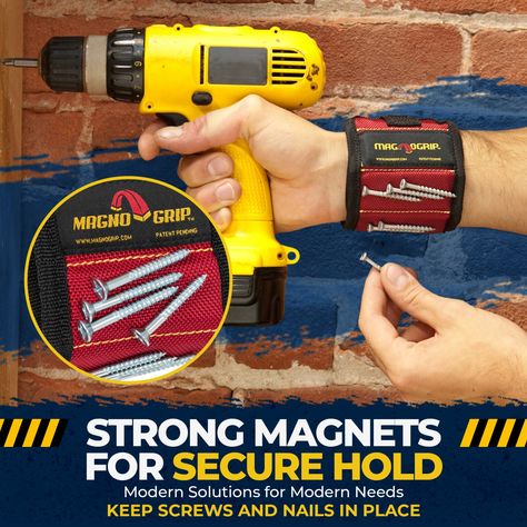 MagnoGrip Magnetic Wristband – Signature Red – MagnoGrip Magnetic Wristband, Small Tools, Tool Pouch, Helping Hand, Do It Yourself Projects, Work Gloves, Metal Shelves, Helping Hands, Wristbands