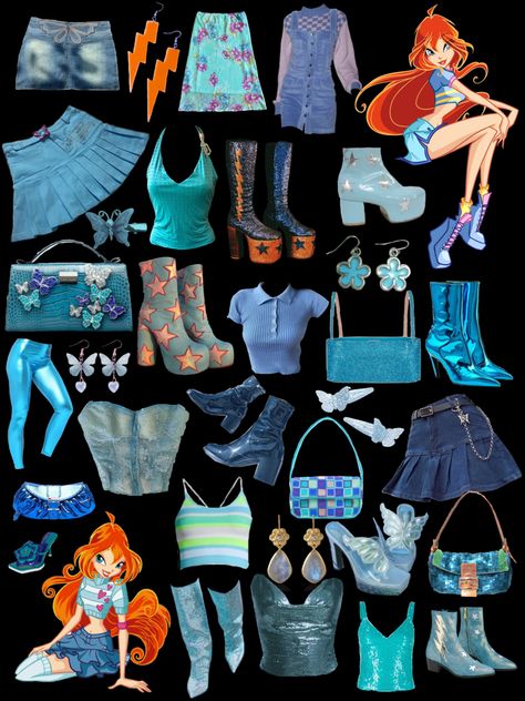 Wind Club Inspired Outfits, Bloom Winx Club Inspired Outfits, Bloom Winx Outfits, Bloom Winx Club Aesthetic Outfit, Bloom Inspired Outfits Winx Club, Winx Club Bloom Outfits, Winx Saga Flora Outfits, Winx Club Bloom Dress, Bloom Dress Winx Club