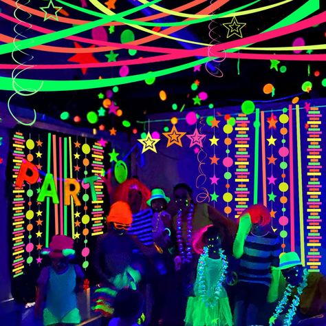 Party Streamer, Streamer Decorations, Balloon Glow, Neon Birthday Party, Glow Party Supplies, Glow Birthday Party, Neon Birthday, Blacklight Party, Glow Birthday