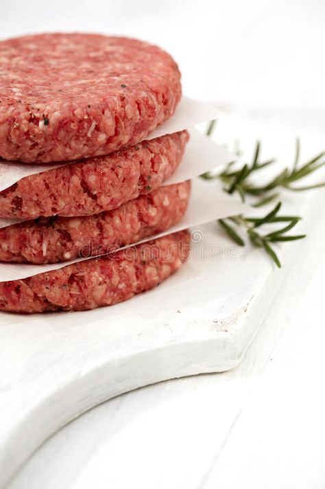 Raw Burgers For Hamburgers, In A Pile Stock Image - Image of dish, beefburger: 20630377 Meat Food Styling, Steak Burgers, Gluten Free Burger, Curry Ketchup, Burger Seasoning, Lamb Burgers, Beef Burgers, Lamb Recipes, Sans Gluten