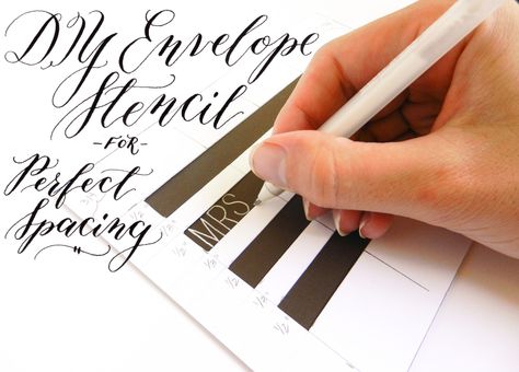 DIY Envelope Stencil for Perfect Spacing | The Postman's Knock Envelope Stencil, Calligraphy Envelope, Hand Lettering Inspiration, Diy Envelope, Envelope Art, Hand Lettering Tutorial, Creative Lettering, Calligraphy Styles, Lettering Styles