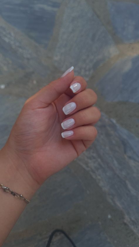 Milky White Base French Nails, Nails With Milky White Base, Classy Square Nails, White French Nails, White Manicure, White Glitter Nails, White French Tip, French Nail Designs, White Nail Designs