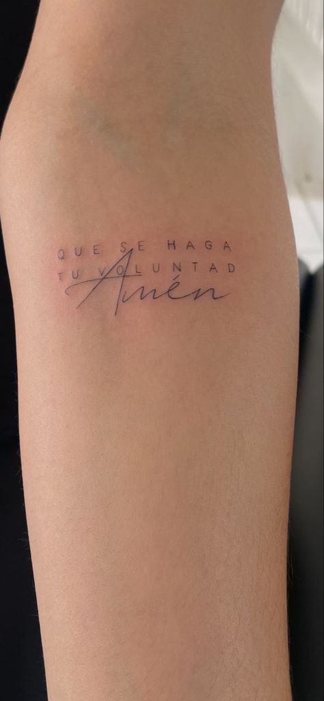 Serva Me Servabo Te Tattoo, Amen Tattoo Words, Only God Knows Why Tattoo, Amen Tattoo, Minimalist Tatoos, Tattoo Pequeños Mujer, Tattoo Fe, Cute Foot Tattoos, Pink Tattoo