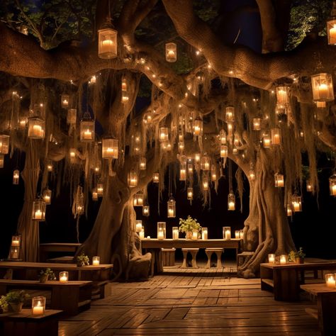 Fairy Inspired Wedding Decor, Enchanted Forest Theme Engagement Party, Wedding Ethereal Aesthetic, Fairy Tell Weddings, Ethereal Aesthetic Wedding Decor, Luxury Autumn Wedding, Fairy Light Wedding Decorations, Light Centerpieces Wedding, Fairy Lights Wedding Outdoor