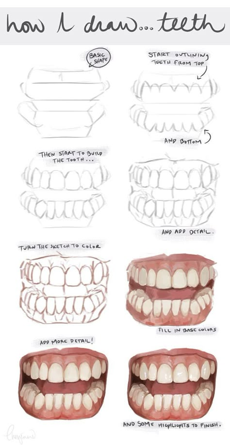 Teeth Drawing Reference Realistic, Teeth Digital Art, Drawing Teeth Tutorial, How To Draw Teeth Realistic, How To Draw A Mouth With Teeth, How To Draw Faces Tutorial, Mouth Drawing Reference Realistic, Teeth Tutorial Drawing, Teeth Art Reference