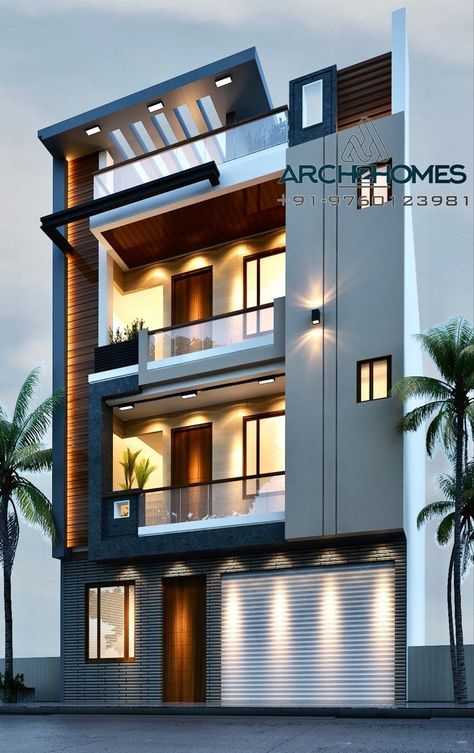 3 Storey Elevation Design, Duplex House Elevation Design Modern, 3 Storey House Design Modern, Paint Living Room, Front Building Design, Indian House Exterior Design, Building Front Designs, 3 Storey House Design, Living Room Aesthetic