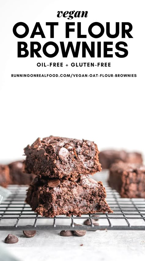 These small-batch vegan oat flour brownies are oil-free, gluten-free and are naturally sweetened with dates. Applesauce and tahini replace the oil, making these a delicious and allergen-free treat anyone can enjoy. Oat Flour Brownies, Raw Vegan Brownies, Oat Flour Recipes, Vegan Brownies, Oil Making, Perfect Health, Healthy Brownies, Vegan Brownie, Desserts Vegan