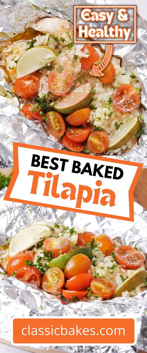 Tilapia Recipes Baked Ovens Foil Packets, Tilapia Recipes Oven, Baked Tilapia Recipes Oven, Tilapia In Foil, Tilapia Recipes Baked, Oven Foil Packets, Healthy Tilapia, Baked Tilapia Recipes, Frozen Tilapia