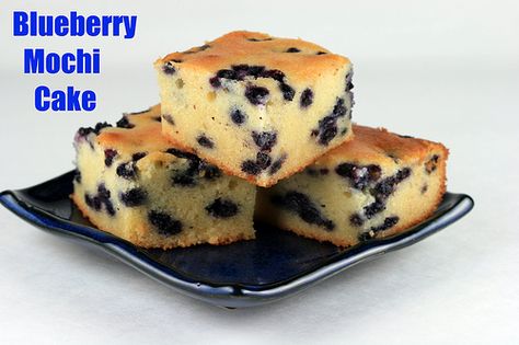 The Food Librarian: Blueberry Mochi Cake Mochi Cake Recipe, Blueberry Mochi, Desserts Japonais, Butter Mochi, Mochi Recipe, Mochi Cake, Mango Cake, Hawaiian Food, Japanese Dessert