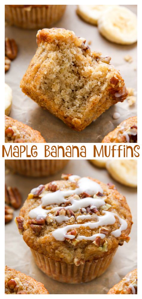 Maple Pecan Muffins, Banana Muffins Vegan, Banana Pecan Muffins, Nature Recipes, Vegan Banana Muffins, Biscuits Recipes, Banana Muffins Easy, Pecan Muffins, Muffins Easy