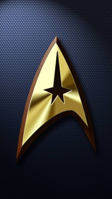 Trek-phone-wallpaper by Balsavor on DeviantArt Star Trek Insignia, Star Trek Logo, Star Trek Wallpaper, The Star, Star Trek, Wallpapers, Gold, Blue