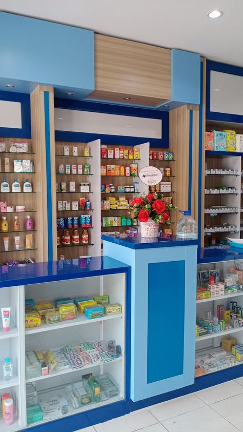 Pharmacy Design Interior Shelves, Cash Counter Back Wall Designs, Pharmacy Counter Design, Medical Shop Interior Design, Pharmacy Design Ideas, Store Counter Design, Stationery Store Design, Mobile Shop Design, Shop Counter Design