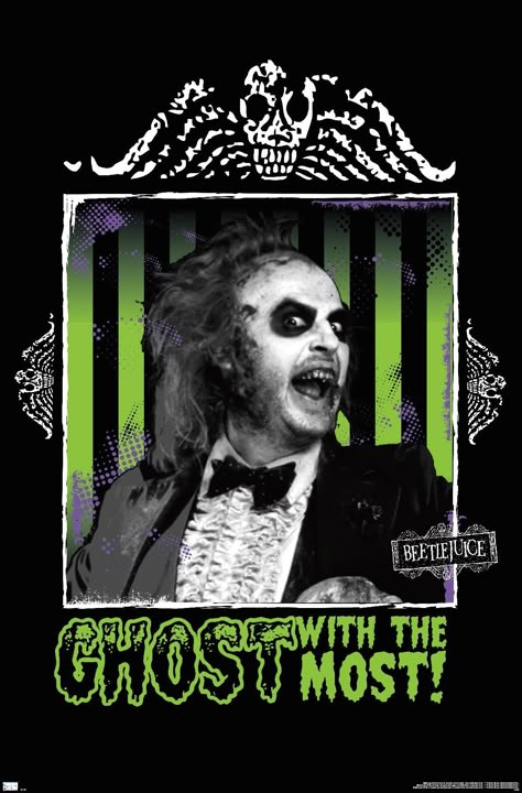 PRICES MAY VARY. This Trends Beetlejuice - Ghost With The Most Wall Poster uses high-resolution artwork and is printed on PhotoArt Gloss Poster Paper which enhances colors with a high-quality look and feel High-quality art print is ready-to-frame or can be hung on the wall using poster mounts, clips, pushpins, or thumb tacks Officially Licensed wall poster Easily decorate any space to create the perfect decor for a party, bedroom, bathroom, kids room, living room, office, dorm, and more Perfect Beetlejuice Gifts, Paranormal Pictures, 1980s Movies, Party Bedroom, Beetle Juice, Lady And The Tramp, Trends International, Bathroom Kids, Wall Poster