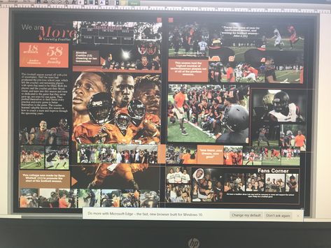 Football page yearbook Yearbook Design Layout Templates, Football Yearbook Pages, Sport Yearbook Page Ideas, Soccer Yearbook Spread, Sports Yearbook Pages, Yearbook Collage, Magazine Yearbook, Yearbook Page Layout, Football Yearbook Spread