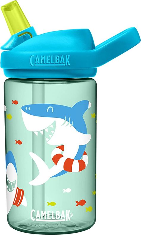 Amazon.com : CamelBak Eddy+ 14 oz Kids Water Bottle with Tritan Renew – Straw Top, Leak-Proof When Closed, Summer Sharks : Sports & Outdoors Op Logo, Kids Water, Kids Water Bottle, Sports Caps, Life Well Lived, Insulated Water Bottle, Rei Co-op, Leak Proof, Sharks