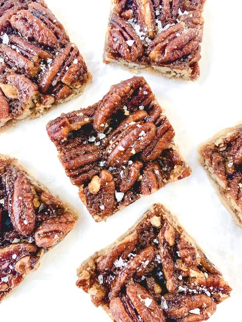 No Bake Pecan Pie, Vegan Pecan Pie Bars, Bars Gluten Free, Vegan Pecan Pie, Pecan Shortbread Cookies, Vegan Pecan, Broma Bakery, Pecan Bars, Buttery Shortbread