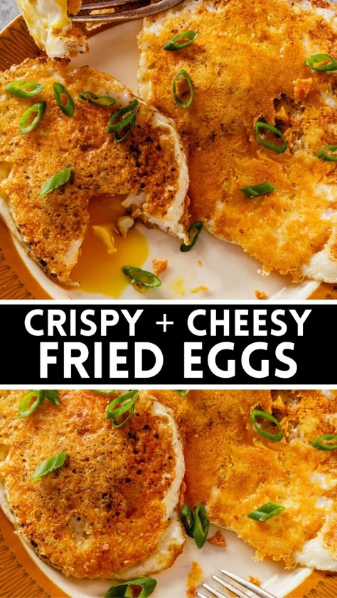 Crispy Cheese Eggs, Chicken Fried Eggs, Crispy Mozzarella Eggs, Eggs Suzette Recipe, Crispy Fried Egg, Fried Eggs Recipe, Deep Fried Eggs, Fried Egg Recipes For Breakfast, Fried Eggs Breakfast