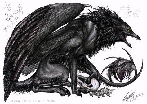 Dnd Wereraven, Alien Wildlife, Crow Witch, Raven And Wolf, Mythical Monsters, Hybrid Art, Raven Bird, Raven Art, Fantasy Beasts