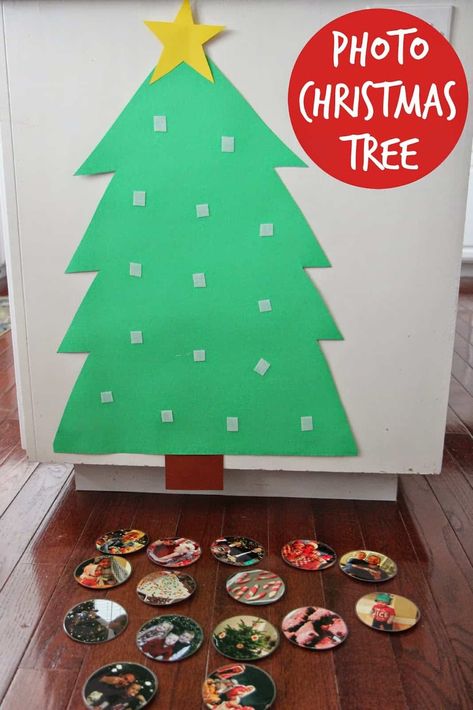 Christmas Activities For Toddlers, Toddler Christmas Tree, Photo Christmas Tree, Diy Felt Christmas Tree, Christmas Crafts For Toddlers, Christmas Tree Crafts, Winter Crafts For Kids, Felt Christmas Tree, Preschool Christmas