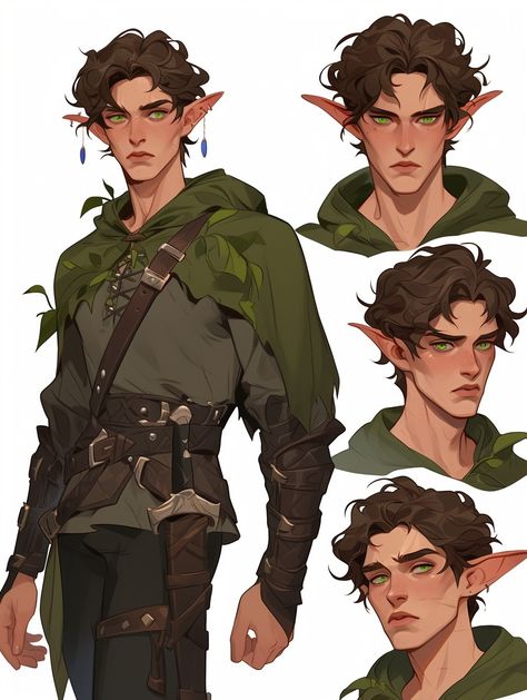 Midevil Masculine Outfits, Half Elf Bard Male Character Design, Male Elf Drawing Reference, Mens Elf Cosplay, High Elf Outfit Male, Elf Adventurer Outfit, Wizard Dungeons And Dragons, Archer Male Art, Forest Elf Costume Man