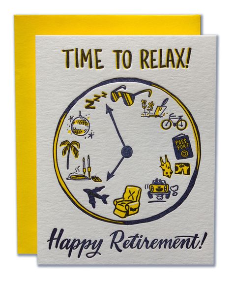 When your schedule switches from meetings with accountants to meetings with a recliner, this card is for you! A2 sized letterpress card with envelope. Blank Inside. Diy Retirement Cards, Happy Retirement Quotes, Retirement Cards Handmade, Retirement Gifts For Mom, Happy Retirement Wishes, Happy Retirement Cards, Retirement Wishes, Retirement Quotes, Farewell Cards