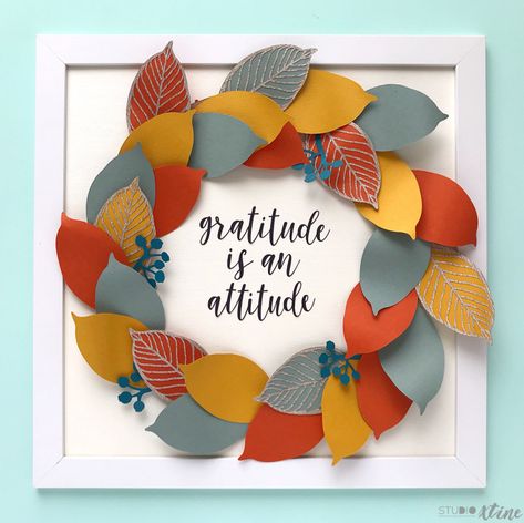 Gratitude is an Attitude Wreath – Studio Xtine Paper Wreath, Favorite Holiday, Gratitude, Wreath, My Favorite, Blog Posts, Thanksgiving, Halloween