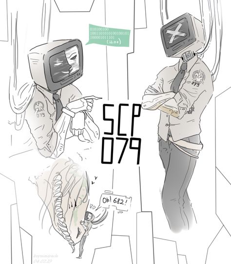 Scp 079 And 682, 682 X 079, Scp 079 X 682, Scp Crossover, Scp 682 X Scp 079, Scp 079 Fanart, Scp Oc, Scp Fanart, Scp Cb