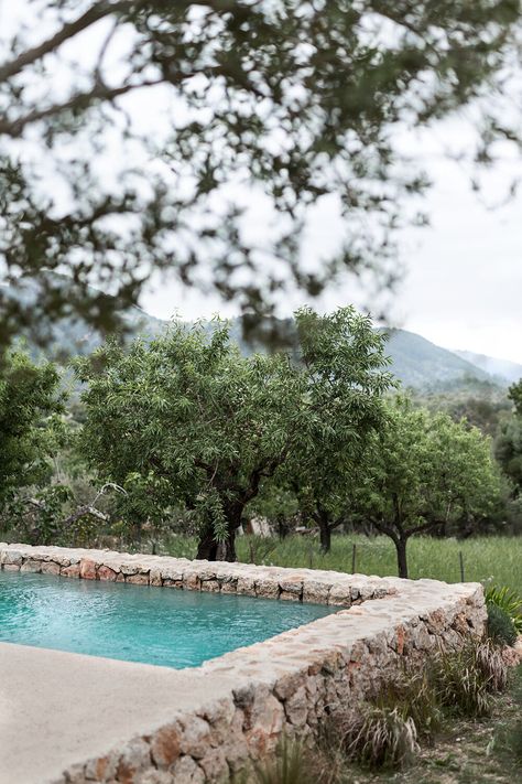 A magnificent country house in Mallorca Mediterranean Landscape Design, Stone Pool, Pool Landscape Design, Spa Towel, Mediterranean Landscaping, Mediterranean Garden, Small Pool, Plunge Pool, Swimming Pool Designs