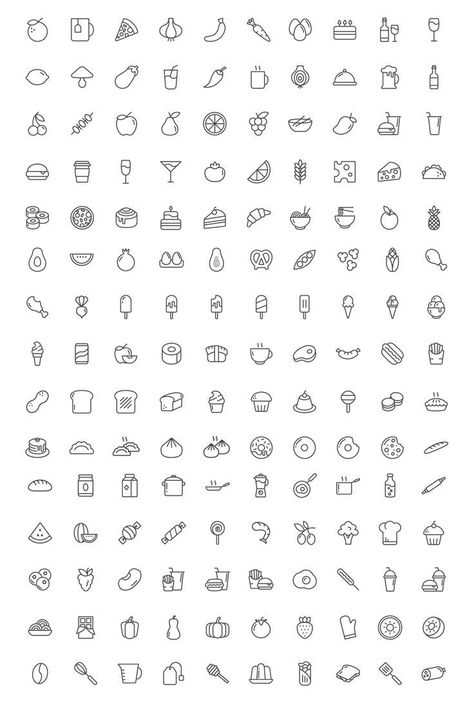 150 Minimalist Food Icons icons aesthetic Scone Tattoos, Mini Food Tattoos, Minimalist Food Drawing, Minimalist Food Tattoo, Minimalist Food Illustration, Minimalist Food Packaging, Food Tattoo Ideas, Vegetable Tattoo, Food Minimalist