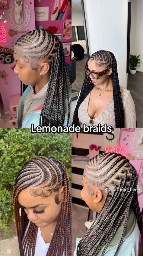 Cute Lemonade Braids, Latest Hair Braids, Lemonade Braids Hairstyles, Cornrows Braids For Black Women, Cornrows Natural Hair, Lemonade Braids, Short Box Braids Hairstyles, Pretty Braids, Big Box Braids Hairstyles