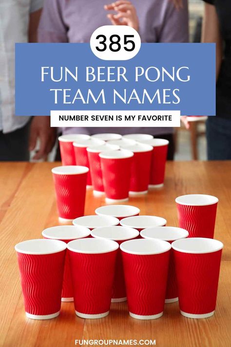 Discover the perfect beer pong team name with our guide. Over 385 creative and catchy options await! Beer Pong Tournament Board, Adult Beer Olympics, Drinking Team Names, Beer Olympics Team Themes, Beer Olympics Rules, Beer Olympics Teams, Birthday Beer Olympics, Beer Pong Team Names, Beer Pong Tournament