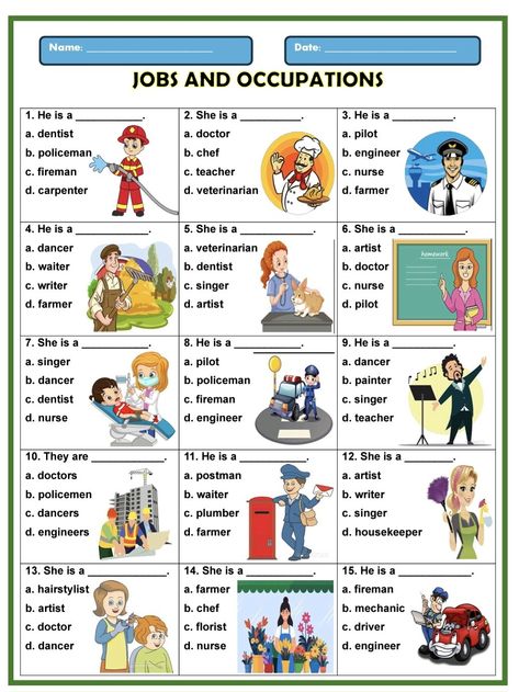 English Worksheet
Different kinds of jobs Esl Jobs And Occupations, Occupation Worksheet Grade 2, Jobs Worksheets For Kids, Occupation Worksheet, Jobs Worksheet, Shape Worksheets For Preschool, Nursery Worksheets, Vocabulary Exercises, People Who Help Us