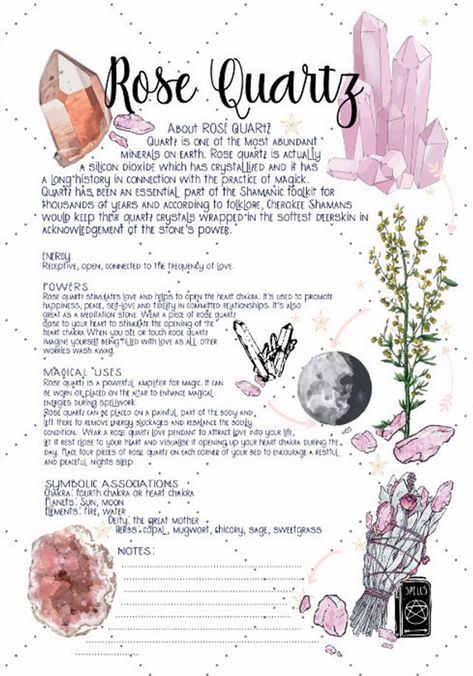 Rose Quartz Rose Quartz Witchcraft, How To Use Rose Quartz, Crystal Facts, Crystal Journal, Crystal Healing Chart, Tarot Significado, Wiccan Magic, Crystal Vibes, Grimoire Book