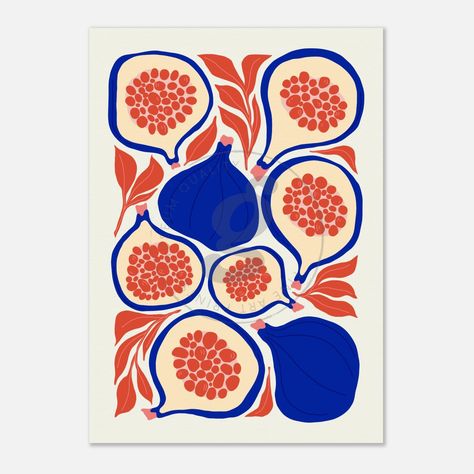 Introducing the Fig Print from our Abstract Fruit Collection, the perfect addition to your kitchen wall art! Elevate your cooking space with this vibrant and eye-catching piece. Designed to bring a burst of color and creativity to your kitchen, this Fig Print is a must-have for art enthusiasts and fruit lovers alike. With its abstract design and lively hues, it effortlessly adds a touch of modernity to any kitchen decor. Adds a pop of personality: Embrace the beauty of nature with this unique fig print. Its bold and vivid design instantly draws attention and sparks conversations, making it the focal point of your kitchen. Enhances the ambiance: Transform your kitchen into a lively and welcoming space with this stunning wall art. The vibrant colors and artistic composition create a warm and Prints For Kitchen Wall Art, Abstract Vegetables, Abstract Fruit Painting, Fruit Illustration Design, Fig Art, Fig Drawing, Fruits Illustration, Artistic Composition, Abstract Fruit