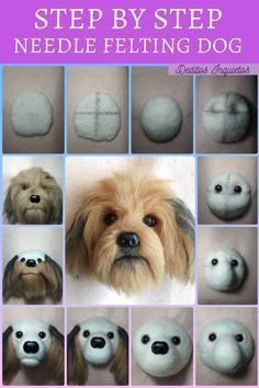 Wool Sculpture Needle Felting, Dog Needle Felting, Realistic Felted Animals, Needle Felted Tutorials, Needle Felted Dog Tutorial How To Make, Needle Felted Valentine Ideas, Needle Felt Dog, Felted Animals Tutorial, How To Needle Felt