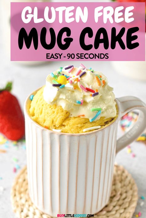 This Gluten Free Mug Cake is the most easy, single serve vanilla cake in the microwave for a quick gluten-free dessert . Plus, this mug cake has a dairy-free option too for those with gluten and dairy allergies.This Gluten Free Mug Cake is the most easy, single serve vanilla cake in the microwave for a quick gluten-free dessert . Plus, this mug cake has a dairy-free option too for those with gluten and dairy allergies. Gf Cake In A Mug Microwave, Gluten Free Vanilla Mug Cake, Single Serve Gluten Free Desserts, Mug Cake Recipe No Milk, Gluten Free Mug Cake Microwave, Gluten Free Single Serve Desserts, Quick Gluten Free Desserts, Dessert Gf, Cake In The Microwave