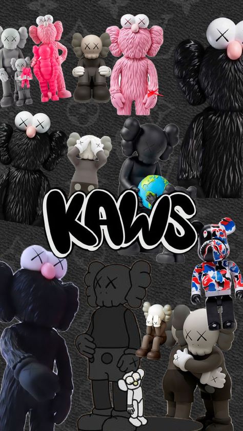 Kaws Iphone Wallpaper Black And Pink, Kaw Wallper Black, Wallpaper Backgrounds Kaws Black, Kaws Aesthetic Wallpaper Black And Pink, Kaw Wallpaper, Colorful Kaws Wallpaper, Bape Wallpaper Iphone, Kaws Iphone Wallpaper, Kaws Wallpaper