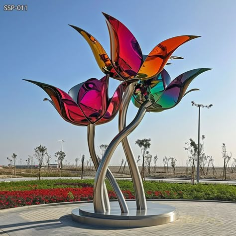 Metal Flower Sculpture - YouFine Sculpture Art Structure, Flower Structure, Flower Sculpture, Art Elements, Flower Sculptures, Metal Art Sculpture, Metal Flower, Outdoor Event, Outdoor Sculpture