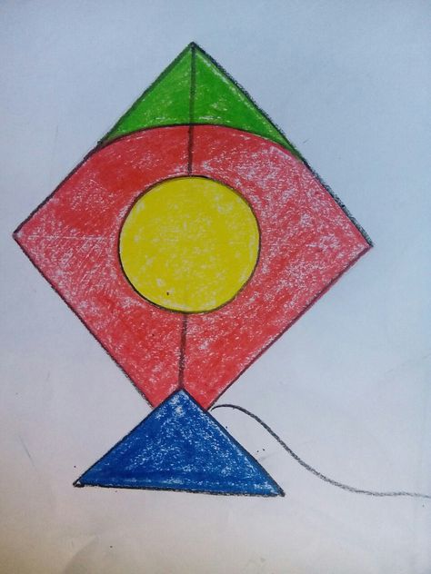 Kite...pastel color on paper Easy Drawing For Class 1, Nursery Class Drawing, Drawing For Nursery Kids, Kite Drawing For Kids, Kite Sketch, Kids Drawing Projects, Kite Drawing, Basic Drawing For Kids, Nursery Drawings