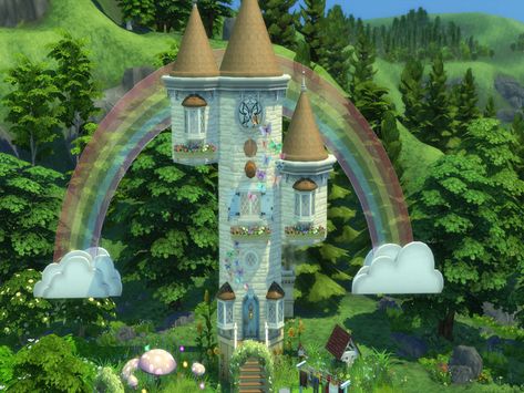 The Sims Resource - Tower (The ButterFairy) Sims 4 Disney Princess Challenge, Sims 4 Disney Princess, Sims Disney, 4 Disney Princess, Lots Sims 4, Disney Princess Challenge, Witch Hut, The Sims 4 Lots, Sims 4 Lots