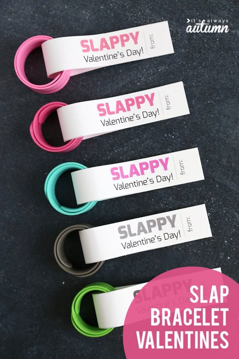 Slap Bracelet Valentine, Class Valentines Gifts, Classroom Valentines Gifts, Printable Classroom Valentines, Valentine Kids, Bracelet Valentines, Valentines Bracelets, Classroom Valentines, Class Valentines