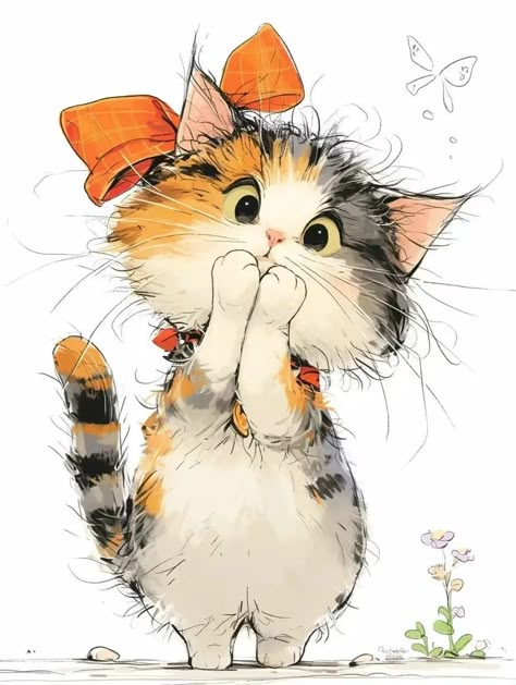 Cat Paw Illustration, Cat Lady Illustration, Cats Art Drawing, Image Chat, Disney Animals, Cats Illustration, Dreamy Art, Cat Painting, Cat Illustration