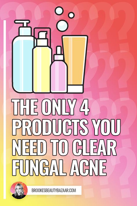 These are the ONLY 4 products you need to clear fungal acne forever! Learn how to get rid of malassezia folliculitis for good using a proper skincare routine. People who suffer with fungal acne need to avoid certain ingredients, but we also need to use products that will maximize our skins ability to heal acne, post inflammatory hyperpigmentation, & scarring. Get the secret to clear skin & best product recommendations for fungal acne. #fungalacne #fungal #acne #acnetreatment #fungalacnetreatment How To Treat Inflammatory Acne, How To Clear Fungal Acne Naturally, Anti Fungal Remedies For Skin, Bacterial Acne Remedies, Skin Care For Fungal Acne, Neosporin Acne, Fungal Acne Products, How To Clear Fungal Acne, Nizoral For Fungal Acne