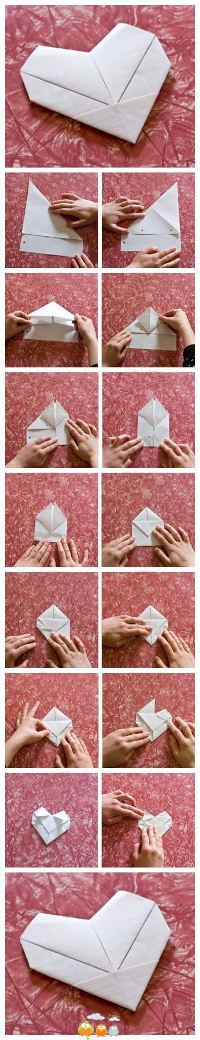 Heart Letter Origami, Letter Origami, Hart Origami, Heart Envelope, Tutorial Origami, Origami Envelope, Inspiring Pictures, Cute Origami, Origami And Kirigami