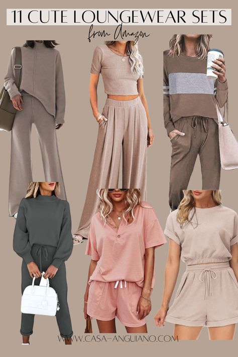 Elevate your coziness game with these cute loungewear Sets from Amazon! 😍🌟 #ComfyAndCute #AmazonFinds Elegant Loungewear Outfits, Classy Loungewear Summer, Casual Lounge Outfits Summer, Postpartum Lounge Set, Amazon Matching Sets, Casual Sets For Women, Lounge Clothes, Lounge Wear Aesthetic, Feminine Loungewear